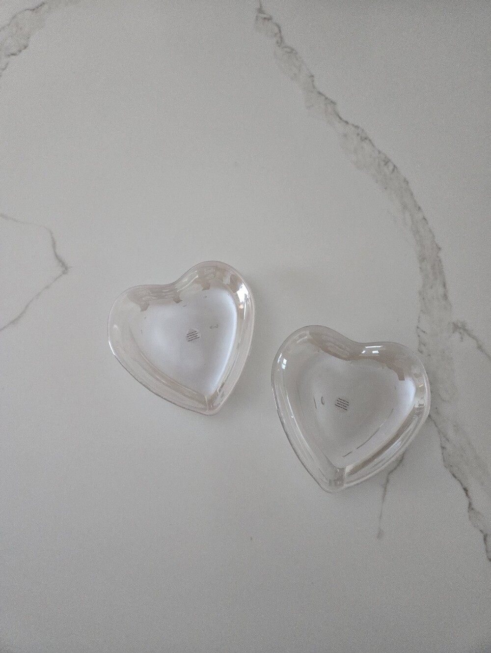 NWT Anthropologie Clear Glass Heart Dishes - Set of 2